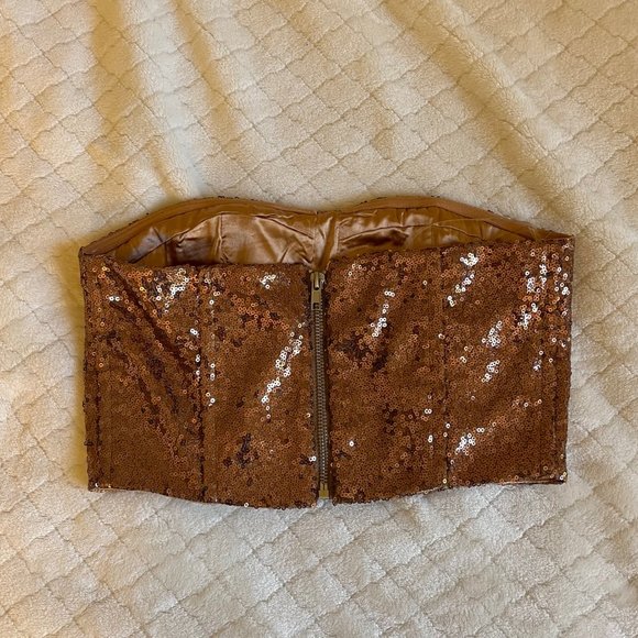 🔵 Collective the Label Sequin Bandeau Corset Top UK4P - Picture 4 of 6